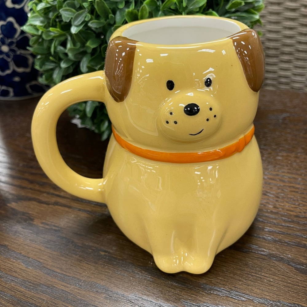 Puppy Dog Figural Handpainted Ceramic Mug NWT